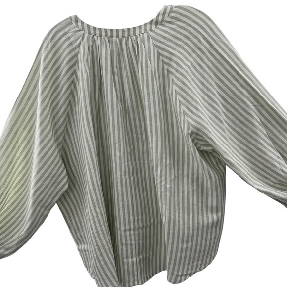 NWT A New Day Light Green Striped M Ragland Long Sleeve Tie Front Top - Picture 6 of 7